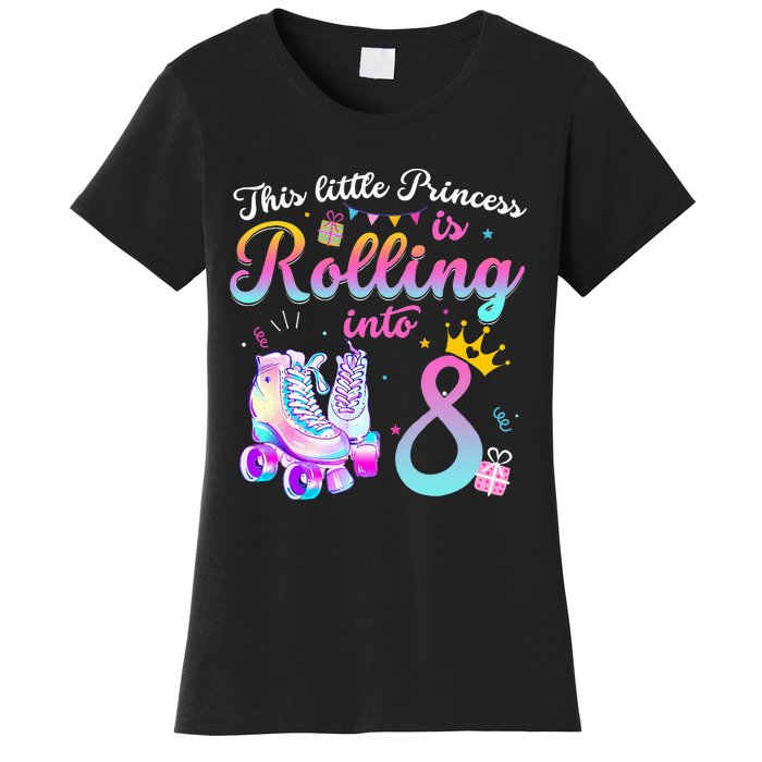 Roller Skate 8th Birthday 8 Year Old Girl Party Outfit Women's T-Shirt