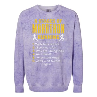 Runner Sport Athlete 6 Stages Of Marathon Running Colorblast Crewneck Sweatshirt