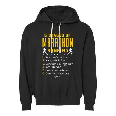 Runner Sport Athlete 6 Stages Of Marathon Running Garment-Dyed Fleece Hoodie