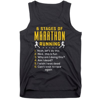 Runner Sport Athlete 6 Stages Of Marathon Running Tank Top