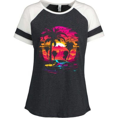 Retrowave Synthwave Aesthetic Sports Car 80s 90s Enza Ladies Jersey Colorblock Tee