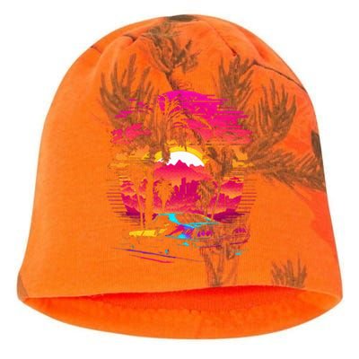 Retrowave Synthwave Aesthetic Sports Car 80s 90s Kati - Camo Knit Beanie