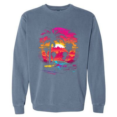 Retrowave Synthwave Aesthetic Sports Car 80s 90s Garment-Dyed Sweatshirt