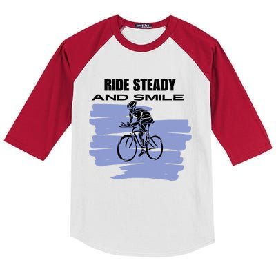 Ride Steady And Smile Bicycle Kids Colorblock Raglan Jersey