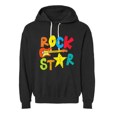 Rock Star And Guitar Long Live Rock And Roll Garment-Dyed Fleece Hoodie