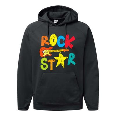 Rock Star And Guitar Long Live Rock And Roll Performance Fleece Hoodie