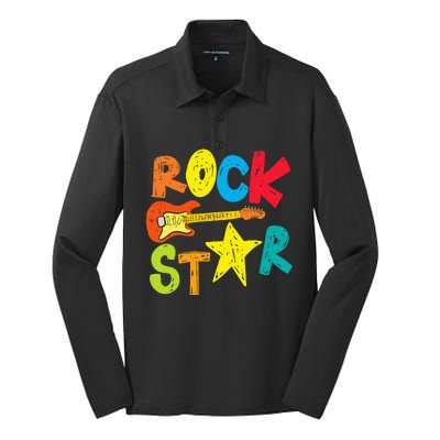 Rock Star And Guitar Long Live Rock And Roll Silk Touch Performance Long Sleeve Polo