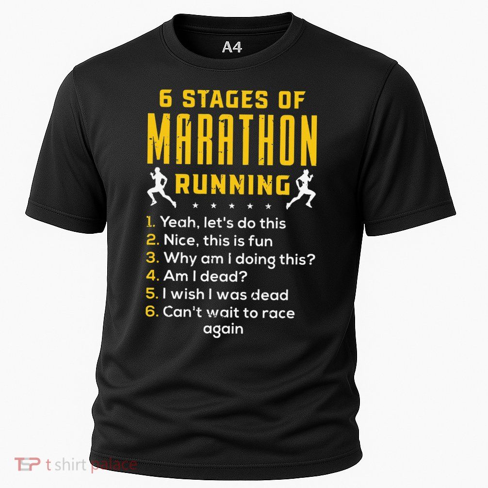 Runner Sport Athlete 6 Stages Of Marathon Running Performance Shirt
