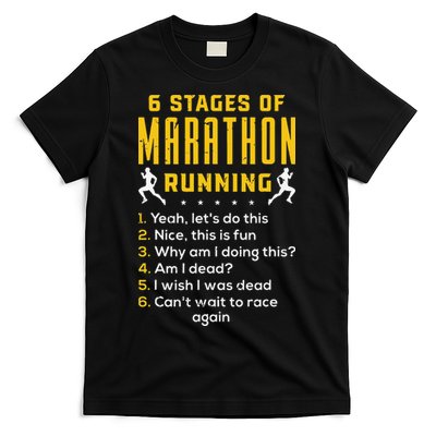 Runner Sport Athlete 6 Stages Of Marathon Running T-Shirt