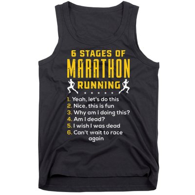 Runner Sport Athlete 6 Stages Of Marathon Running Tank Top