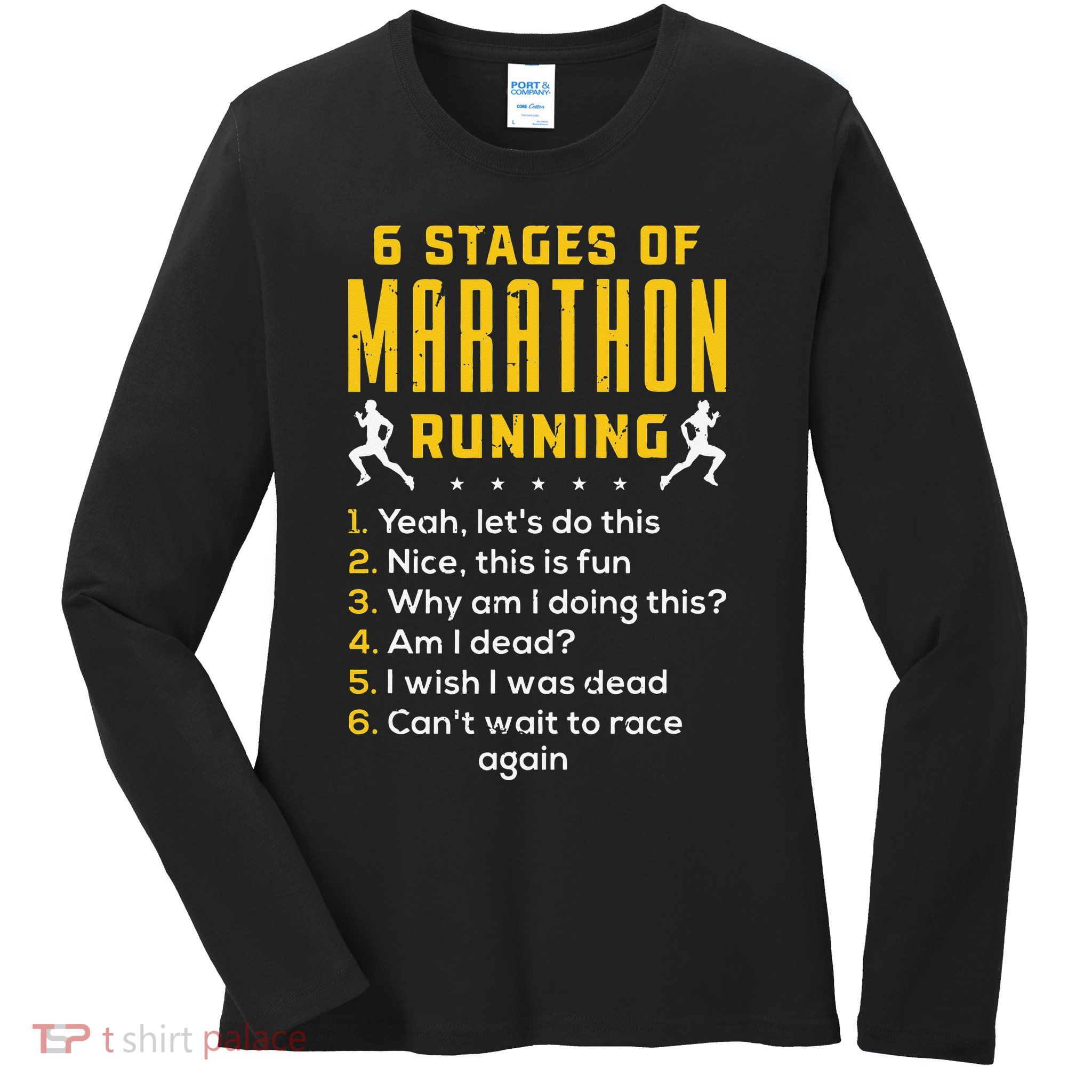 Runner Sport Athlete 6 Stages Of Marathon Running Ladies Long Sleeve Shirt