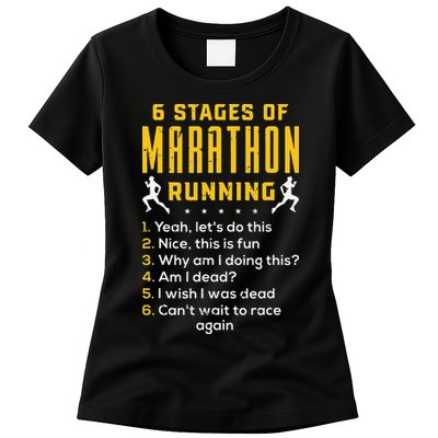 Runner Sport Athlete 6 Stages Of Marathon Running Womens T-Shirt