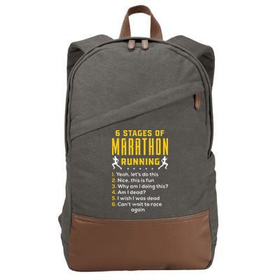 Runner Sport Athlete 6 Stages Of Marathon Running Cotton Canvas Backpack