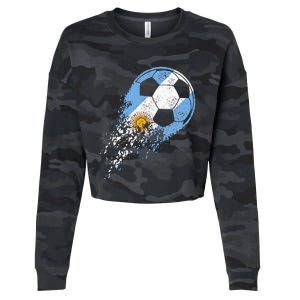 retro Soccer Argentinian Flag Pride Soccer Player Cropped Pullover Crew