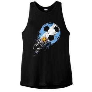 retro Soccer Argentinian Flag Pride Soccer Player Ladies PosiCharge Tri-Blend Wicking Tank