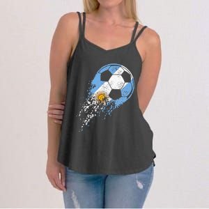 retro Soccer Argentinian Flag Pride Soccer Player Women's Strappy Tank