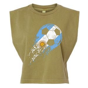 retro Soccer Argentinian Flag Pride Soccer Player Garment-Dyed Women's Muscle Tee