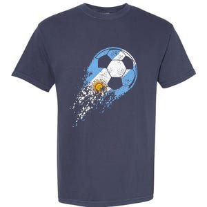 retro Soccer Argentinian Flag Pride Soccer Player Garment-Dyed Heavyweight T-Shirt