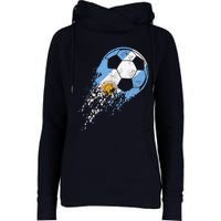 retro Soccer Argentinian Flag Pride Soccer Player Womens Funnel Neck Pullover Hood