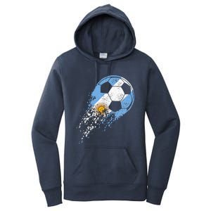 retro Soccer Argentinian Flag Pride Soccer Player Women's Pullover Hoodie