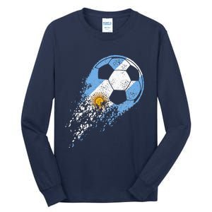 retro Soccer Argentinian Flag Pride Soccer Player Tall Long Sleeve T-Shirt