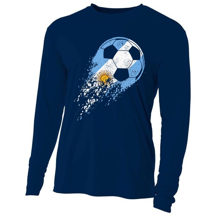 retro Soccer Argentinian Flag Pride Soccer Player Cooling Performance Long Sleeve Crew