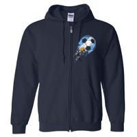 retro Soccer Argentinian Flag Pride Soccer Player Full Zip Hoodie