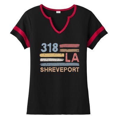 Retro Shreveport Area Code 318 Residents State Louisiana Ladies Halftime Notch Neck Tee