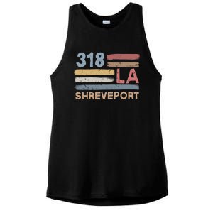 Retro Shreveport Area Code 318 Residents State Louisiana Ladies PosiCharge Tri-Blend Wicking Tank