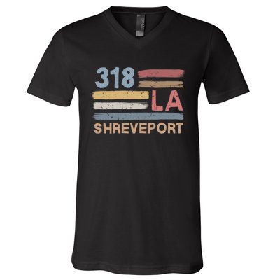 Retro Shreveport Area Code 318 Residents State Louisiana V-Neck T-Shirt