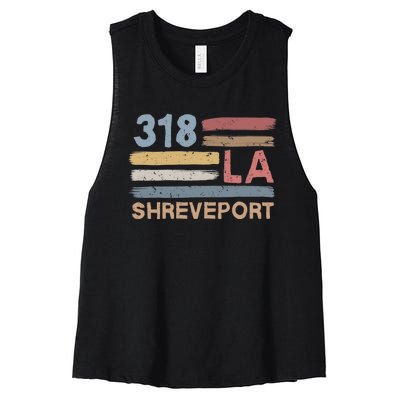 Retro Shreveport Area Code 318 Residents State Louisiana Women's Racerback Cropped Tank