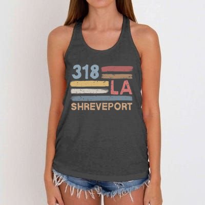 Retro Shreveport Area Code 318 Residents State Louisiana Women's Knotted Racerback Tank