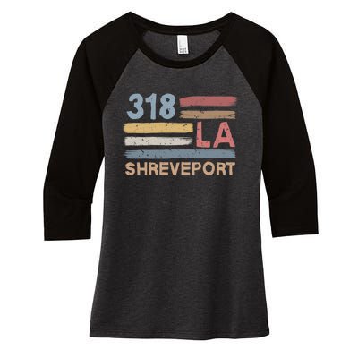 Retro Shreveport Area Code 318 Residents State Louisiana Women's Tri-Blend 3/4-Sleeve Raglan Shirt