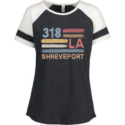 Retro Shreveport Area Code 318 Residents State Louisiana Enza Ladies Jersey Colorblock Tee