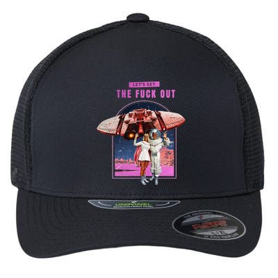 Retro Space Astronaut Couple Funny Flexfit Unipanel Trucker Cap
