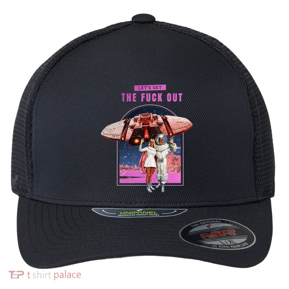 Retro Space Astronaut Couple Funny Flexfit Unipanel Trucker Cap