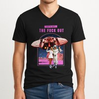Retro Space Astronaut Couple Funny V-Neck T-Shirt
