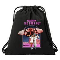 Retro Space Astronaut Couple Funny Drawstring Bag