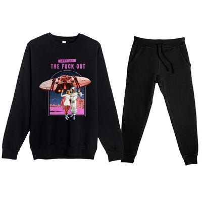 Retro Space Astronaut Couple Funny Premium Crewneck Sweatsuit Set