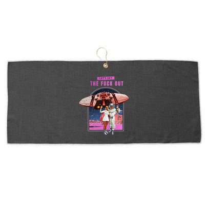 Retro Space Astronaut Couple Funny Large Microfiber Waffle Golf Towel