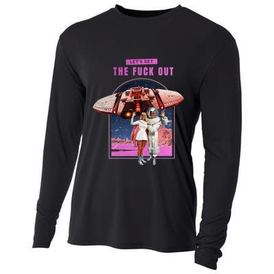 Retro Space Astronaut Couple Funny Cooling Performance Long Sleeve Crew
