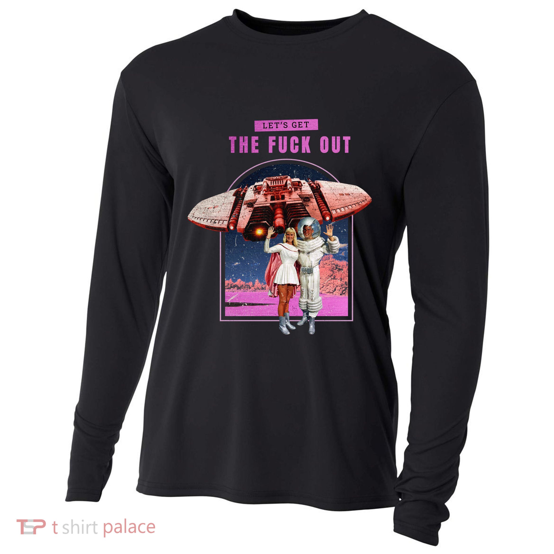 Retro Space Astronaut Couple Funny Cooling Performance Long Sleeve Crew