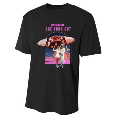 Retro Space Astronaut Couple Funny Performance Sprint T-Shirt