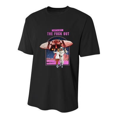 Retro Space Astronaut Couple Funny Youth Performance Sprint T-Shirt