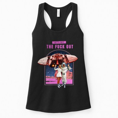 Retro Space Astronaut Couple Funny Womens Tank Top
