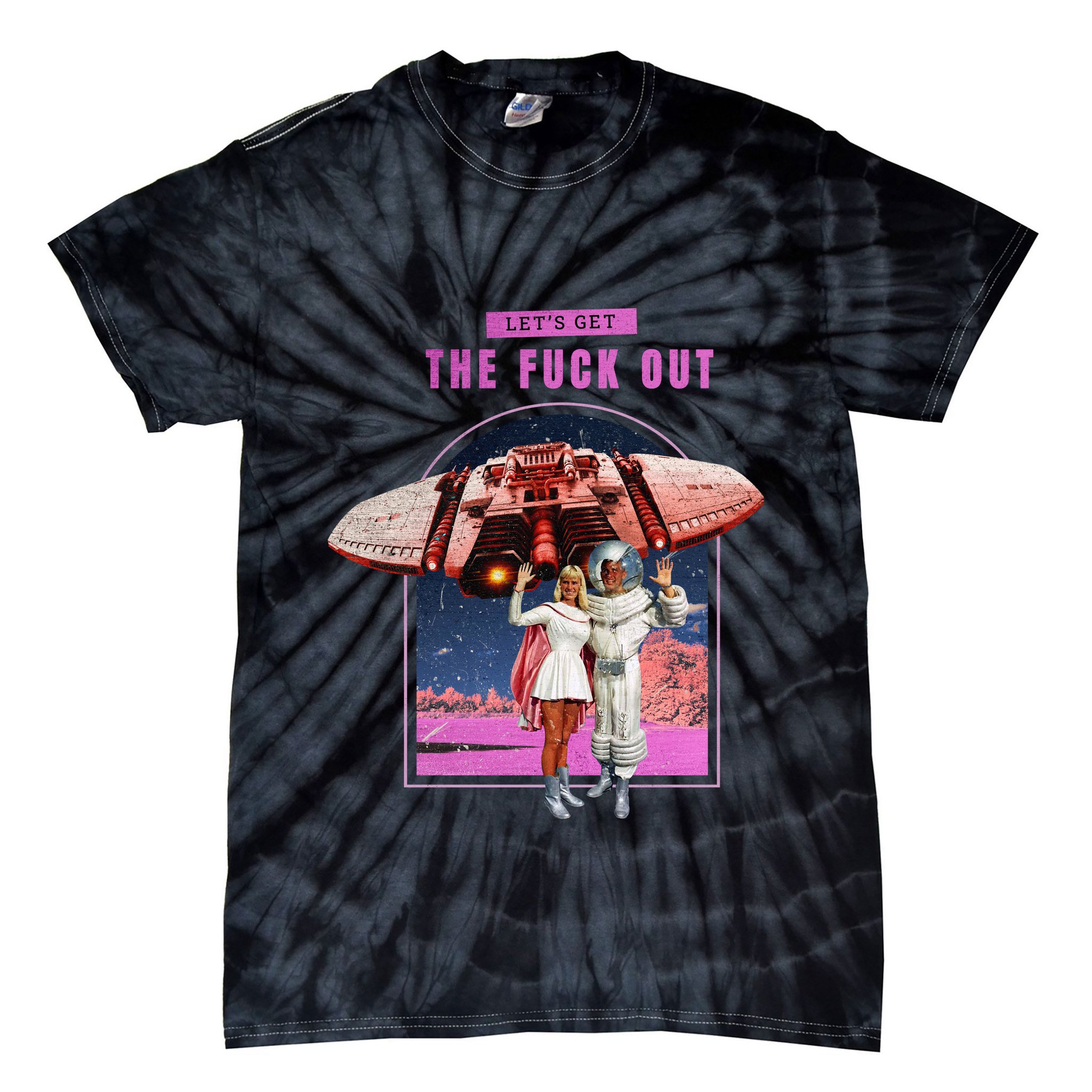 Retro Space Astronaut Couple Funny Tie-Dye T-Shirt