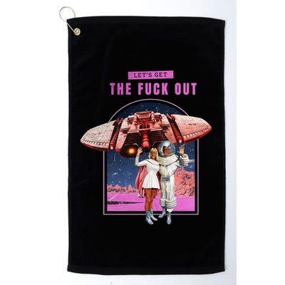 Retro Space Astronaut Couple Funny Golf Towel