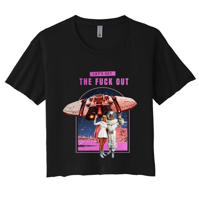 Retro Space Astronaut Couple Funny Crop Top