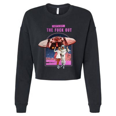 Retro Space Astronaut Couple Funny Cropped Pullover Crew