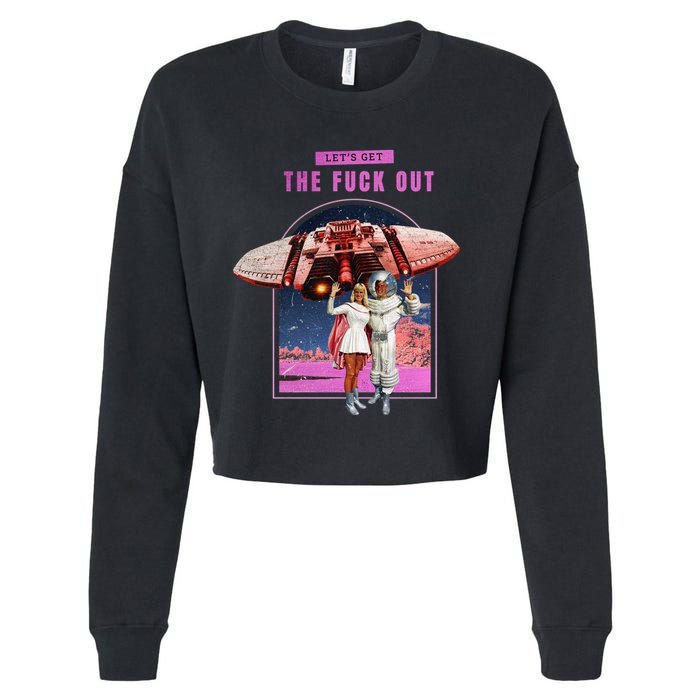 Retro Space Astronaut Couple Funny Cropped Pullover Crew